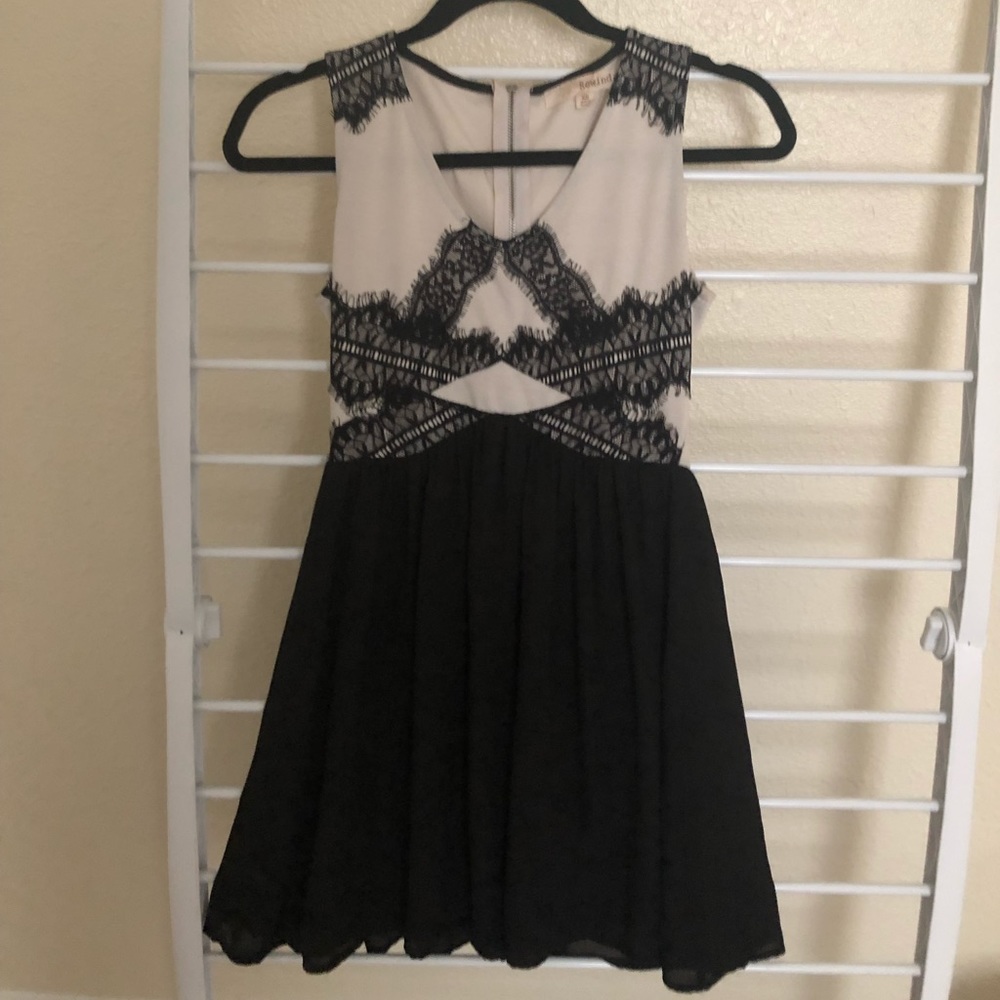 Black and cream delicate flowy dress